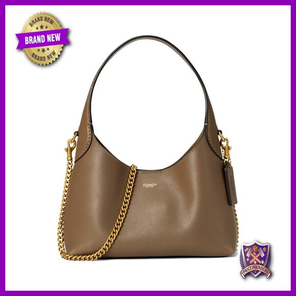 Natural Grain Leather Shoulder Bag Classic Elegant Crossbody Minimal Chic
